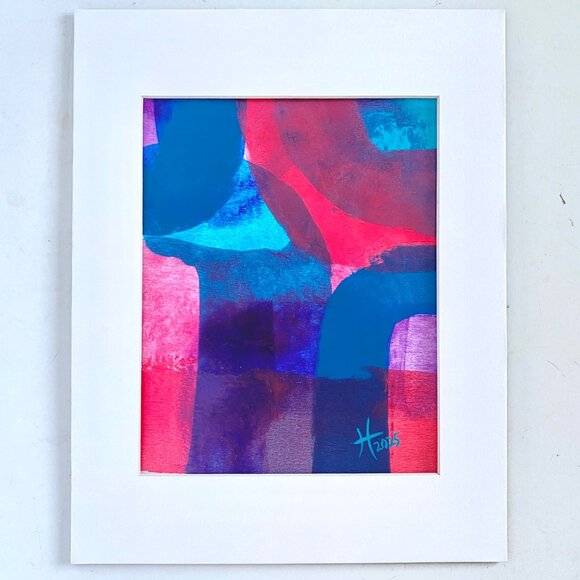 Intersectionality Original Abstract Acrylic Painting 11x14in Matted Frame Ready - Picture 3 of 6